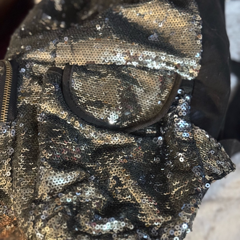 PINK Victoria's Secret Black and Silver Sequin Bag